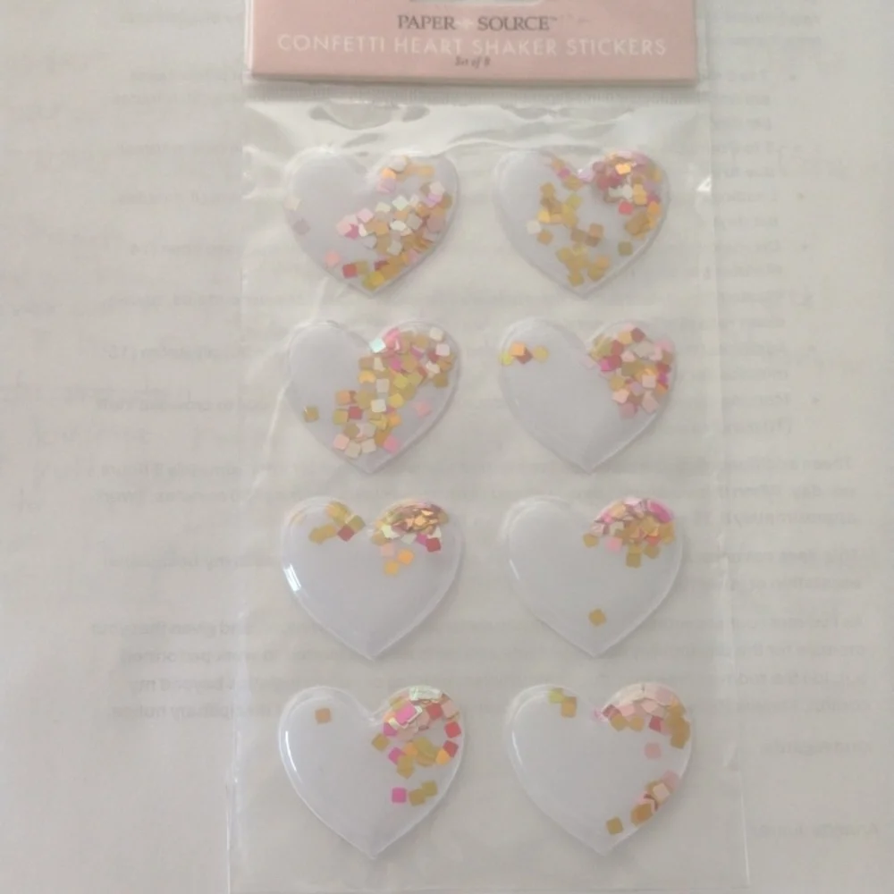 Paper Source Heart Shaker Stickers - Gold and Pink
